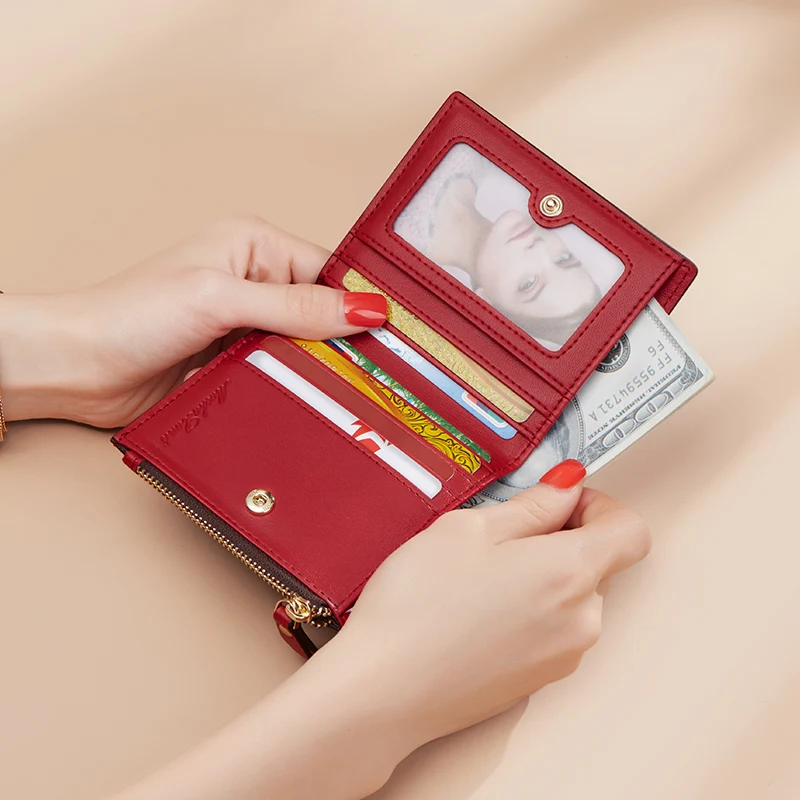 MashaLanti Women's Wallets Vintage Leather Short Female Purse Card Holder Lady Small Money Purses 2022