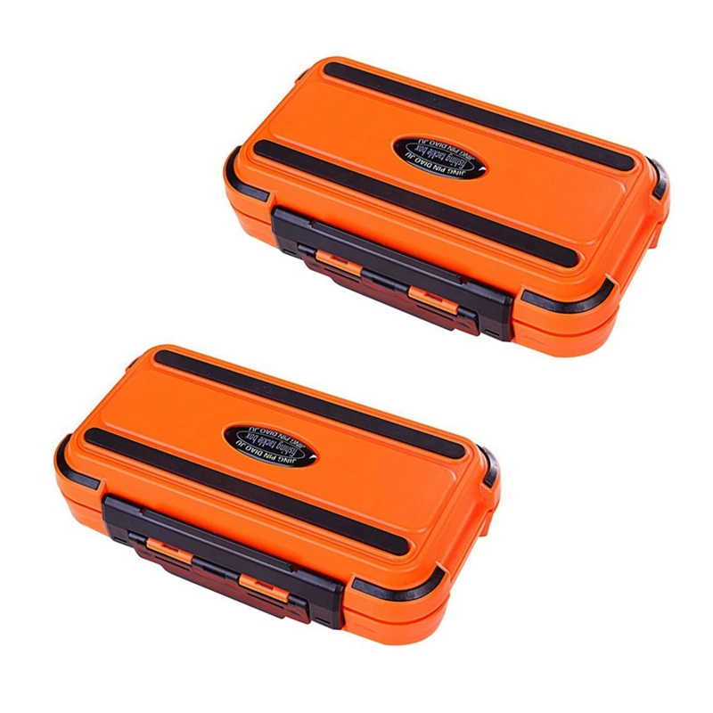 

2X Lure Fishing Box 24 Compartments Double Layer Fishing Box Plastic Fishing Tackle Box Orange