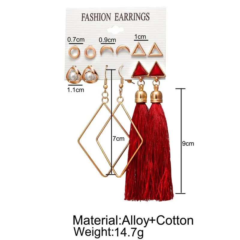 Набор серег-гвоздиков с кисточками для женщин и девушек богемные длинные серьги