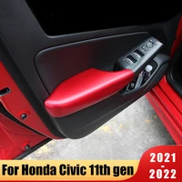 lhd for honda civic 11th gen 2021 2022 4pcs interior car door handle armrest panel cover stickers trim car styling accessories