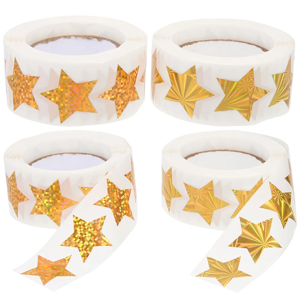 

4 Rolls Candy Stickers Decor Home Seal Envelope Decorative Label Coated Paper Gift Wedding Small Business Multi-function