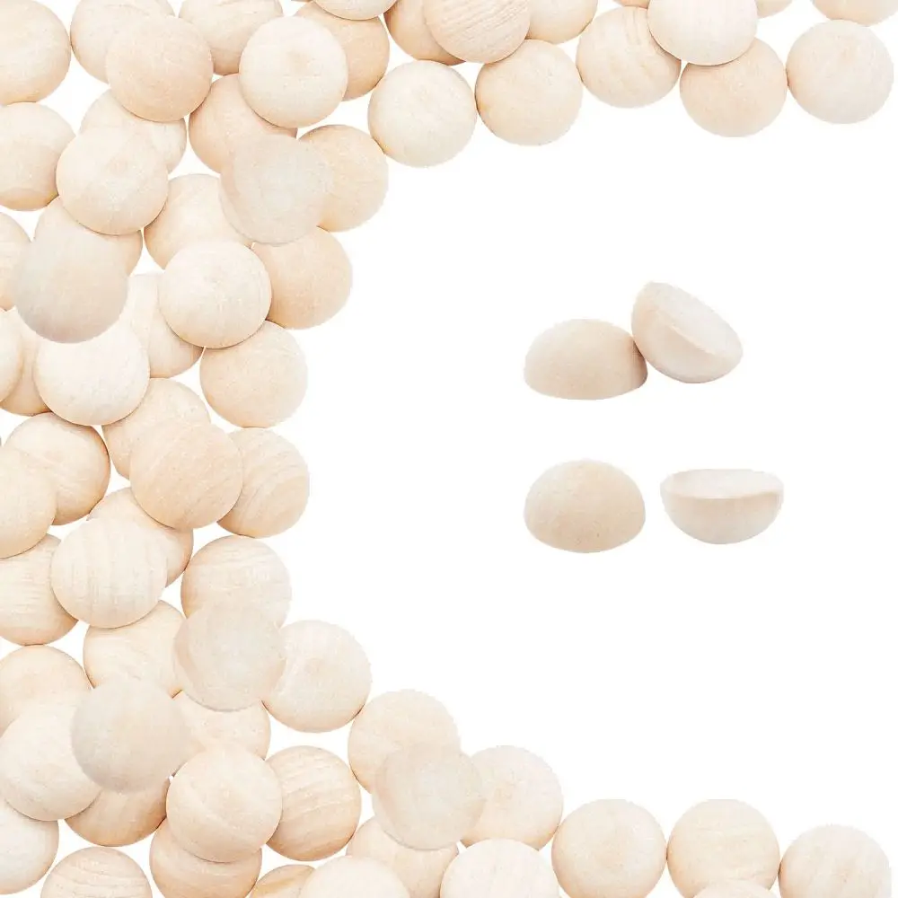 

120pcs Wood Cabochons Half Round Dome Antique White For Christmas Decor DIY Jewelry Crafts Gift Ornaments Accessories