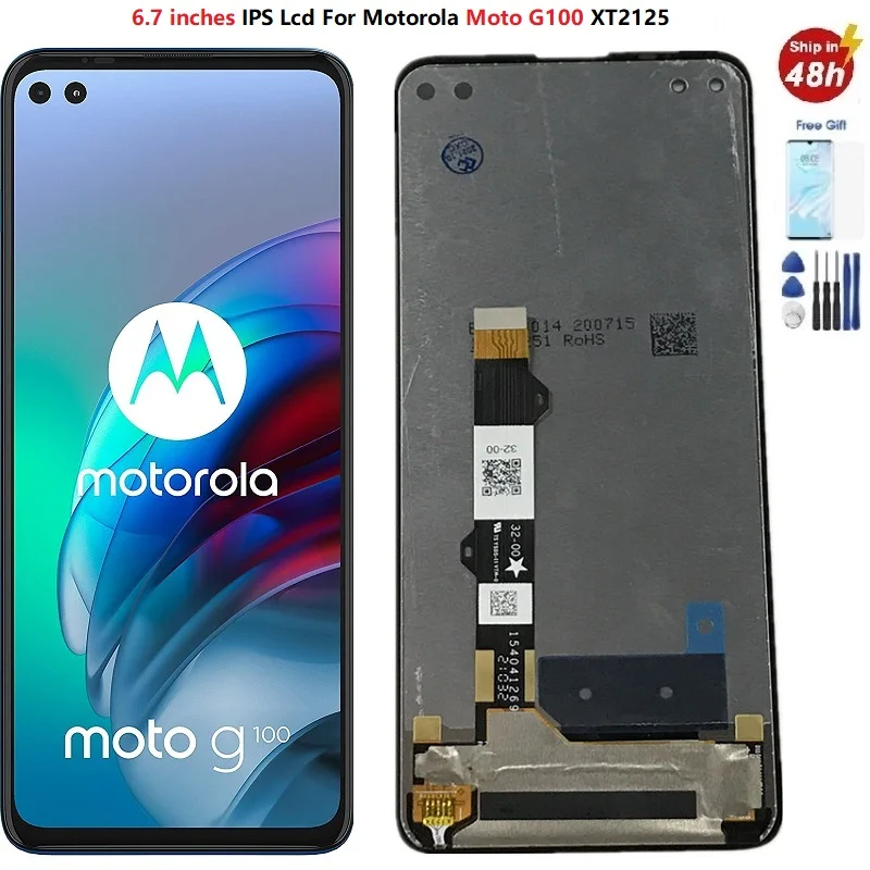 

ЖК-дисплей 6,7 дюйма для Motorola MOTO G100, ЖК-дисплей с сенсорным экраном и дигитайзером в сборе для Moto G100, дисплей XT2125, ЖК-дисплей Pantalla