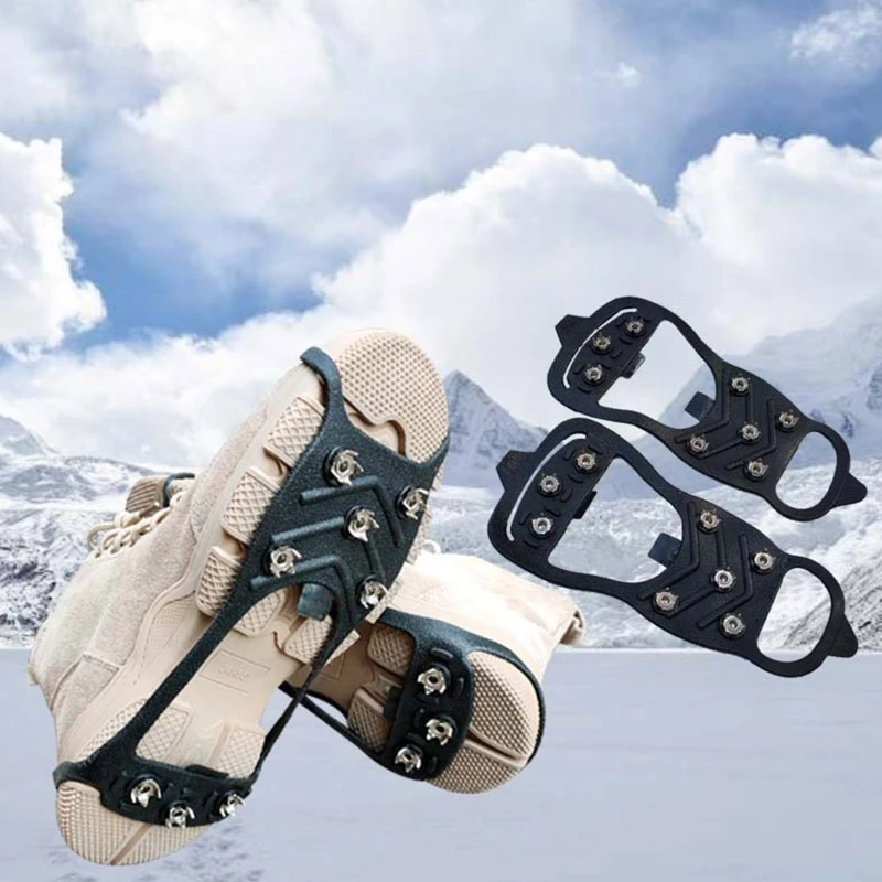 

8-Tooth Ice Snow Grips Over Shoe/Boot Traction Cleats ​Spikes Winter Climbing Anti-Slip Snow Spikes Grips Cleats