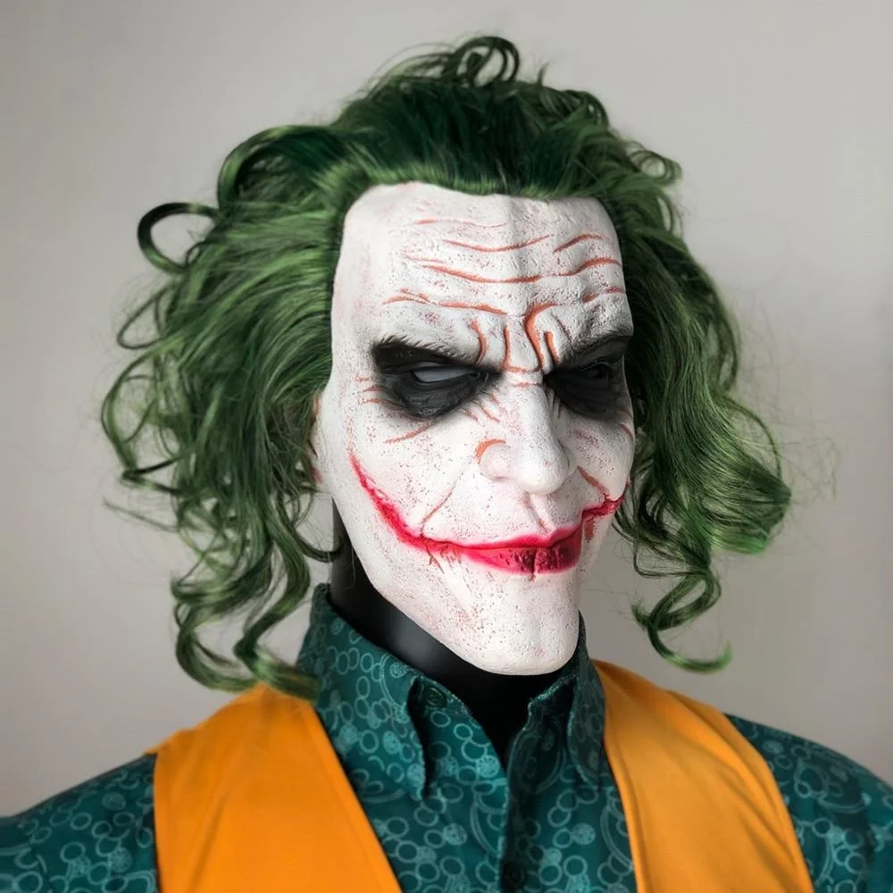 

Латексная Маска Джокера, ужасные маски клоуна на Хэллоуин с зелеными волосами вечерние, маскарада, косплея, костюм, реквизит