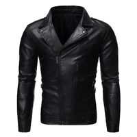 autumn and winter zipper lapel pu motorcycle men jacket commercial trend out of the street brand clothing slim youth men jacket