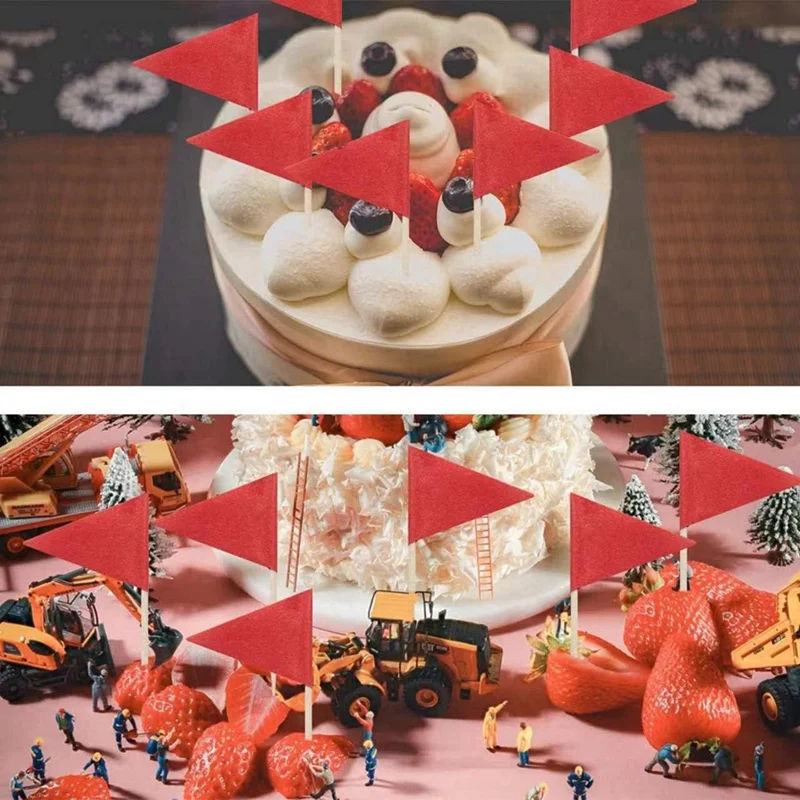 100 шт. однотонные Красные флаги для зубочисток маленькие красные палочки