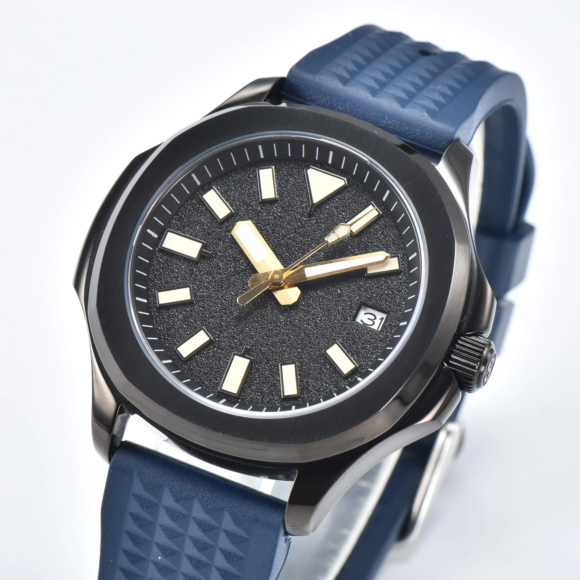 

Часы мужские механические с автоподзаводом, Роскошные водонепроницаемые наручные, из нержавеющей стали с сапфировым стеклом, черный циферблат 40 мм NH35