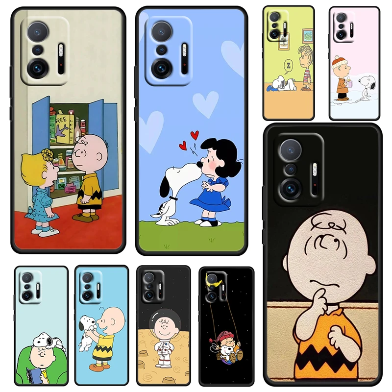 

Hot Anime Snoopy Cute For Xiaomi 11 11T 10T Note 10 Mi 9T Ultra Pro Lite Soft Silicone Black Phone Case Funda Coque Capa