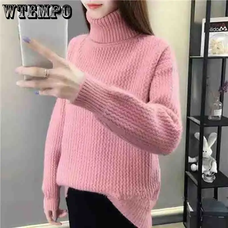 

Plus Velvet Thick Turtleneck Sweater Women Autumn and Winter New Style 2022 Loose Lazy Pullover Knit Bottoming Shirt