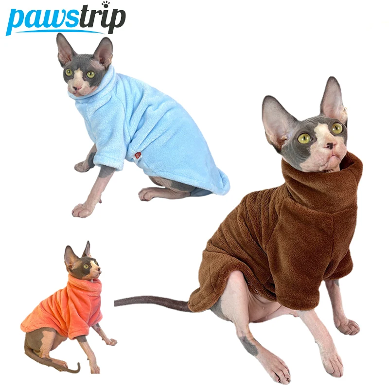

High-Collared Pet Cat Coat Sweater Winter Warm Pet Costume for Cats Small Dogs Soft Pullovers Fleece Puppy Dog Hoodies