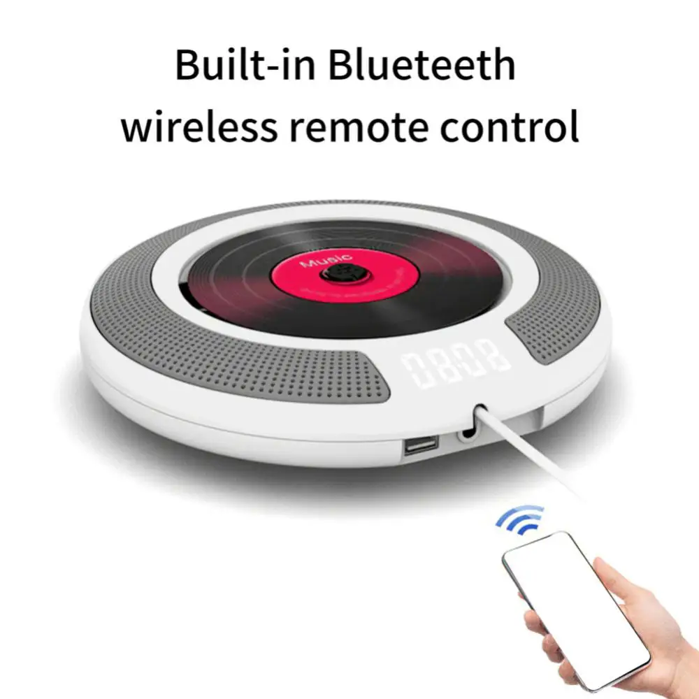 Portable Bluetooth-compatible CD Player Wall Mounted FM Radio Built-In HiFi Speaker With Remote Control Headphone Jack enlarge