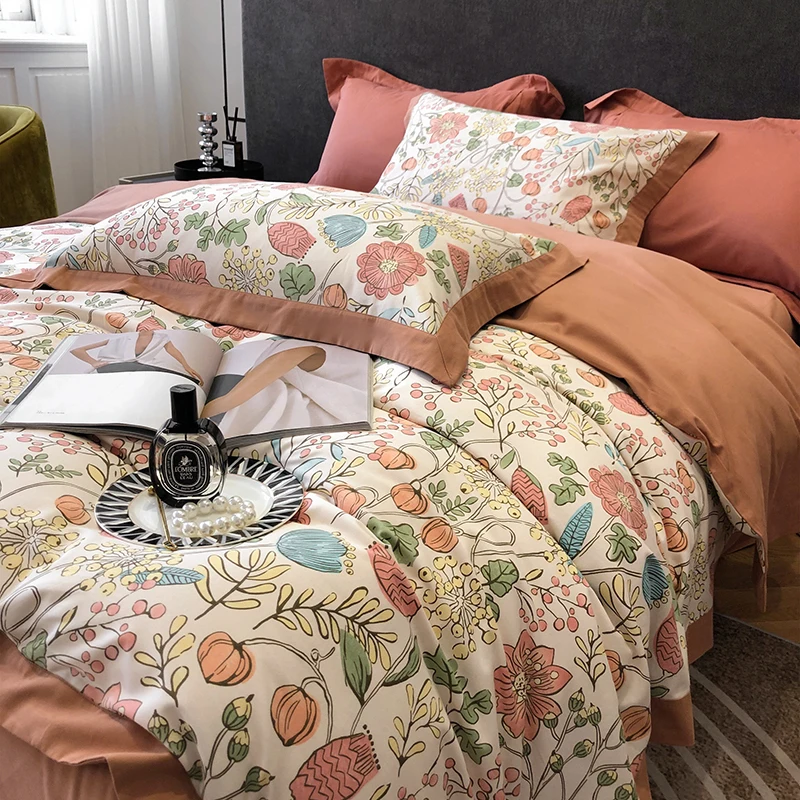 

Зимний плотный Комплект постельного белья высокого качества из хлопка, мягкий пододеяльник, простыня на плоской подошве, наволочки с широк...