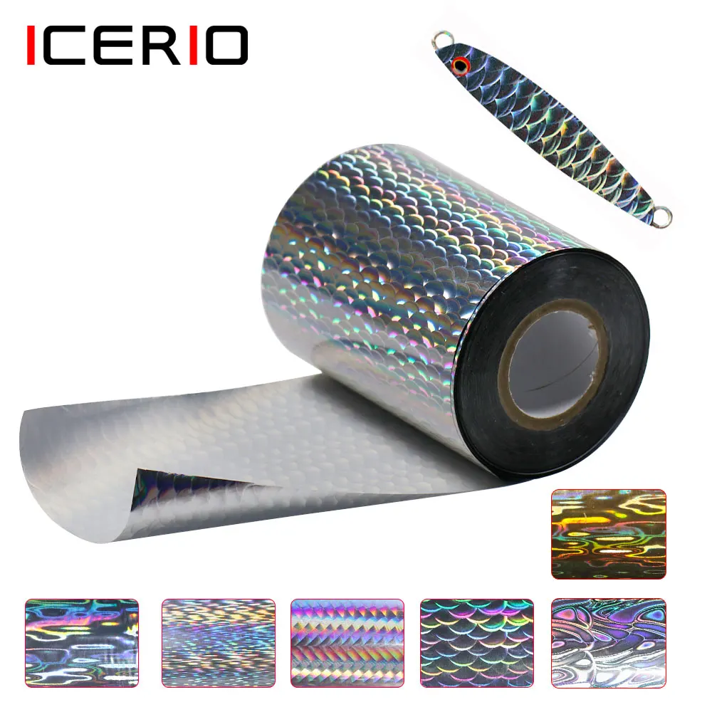 

ICERIO 8cm X120m/Roll Holographic Hot Stamping Foil For Fishing Lure Skin Heat Transfer Print Film Paper For Jig Baits Spoon