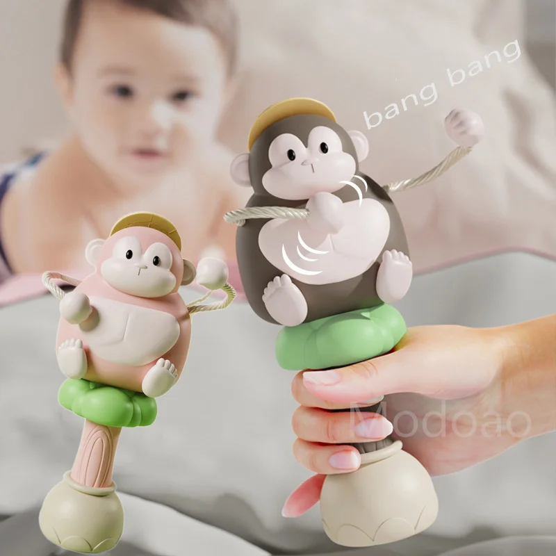 

New Baby Rattle Toys Chimpanzees Teether Hand Bells Mobile Infant Stop Weep Tear Rattles Newborn Chewable Early Educational Toy
