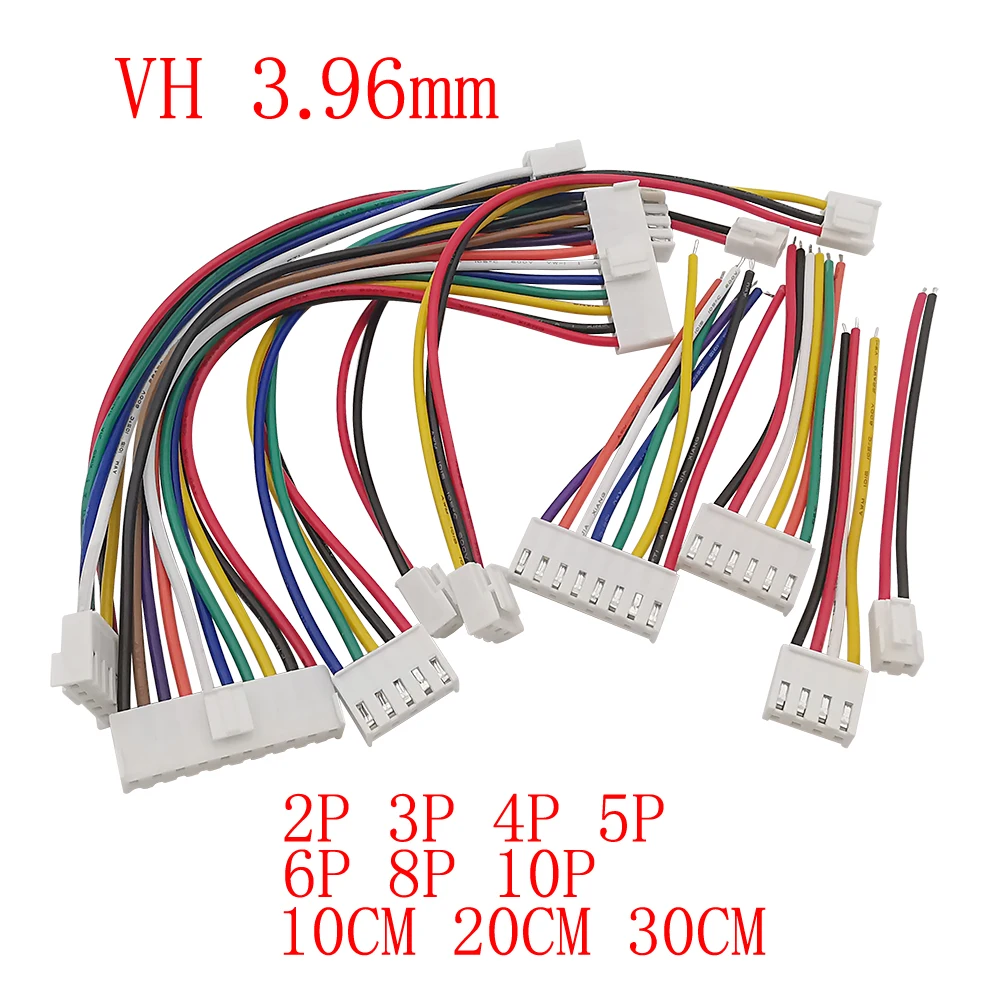 

5Pcs VH 3.96mm Pitch Female Housing Plug Connector 2P 3 4 5 6 8 10 Pin Header Wire Cable JST VH3.96 Connectors 10/20/30CM 22AWG