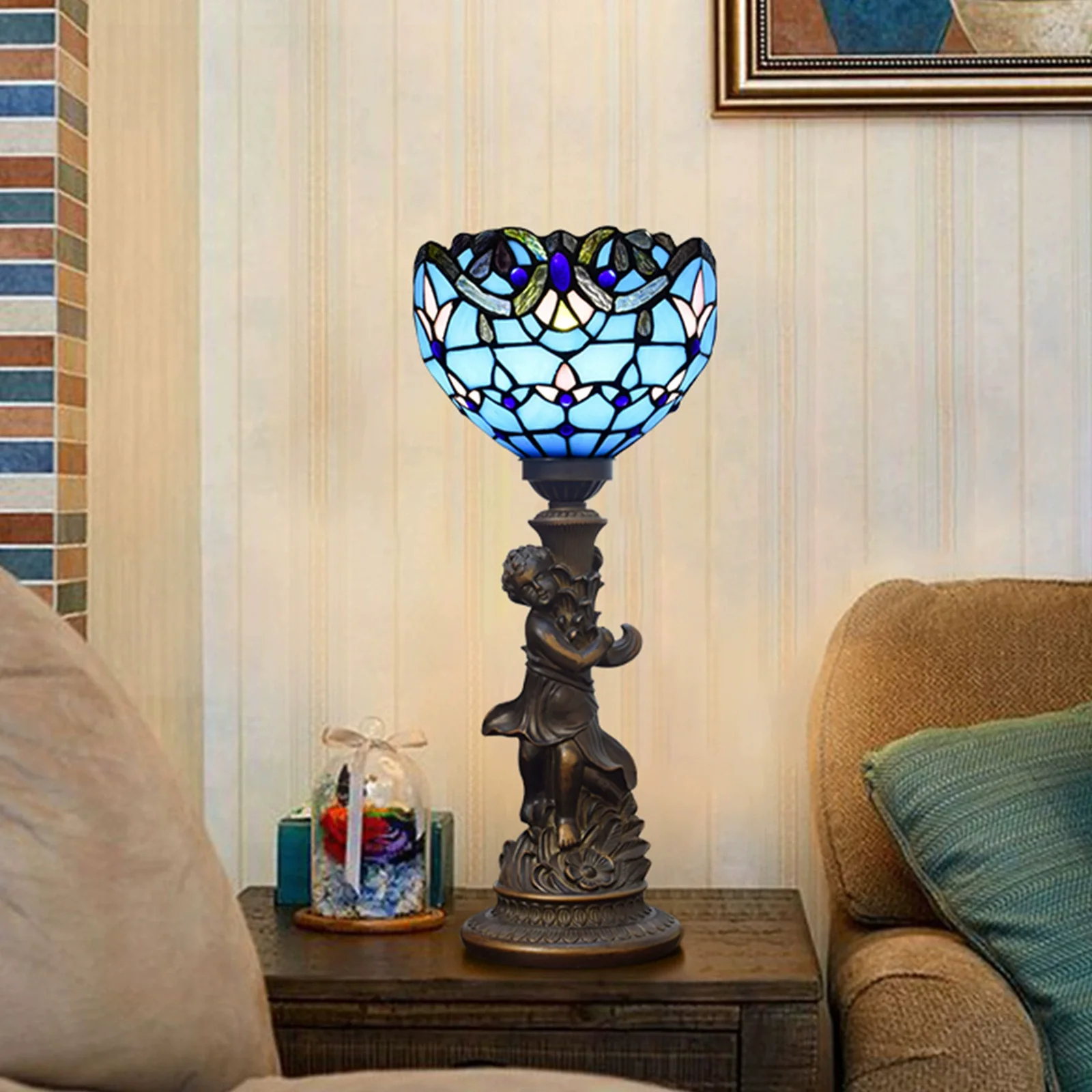 Настольная лампа SHIYAN 8 дюймов винтажный синий