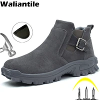waliantile outdoor non slip construction safety boots men steel toe work boots puncture proof indestructible safety working shoe