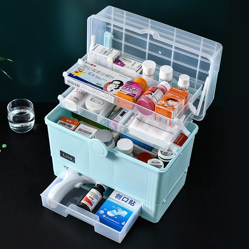 

Medicine Box Home Large Capacity Family Pack Small First-Aid Kit Full Set Medicine Storage Box Large Emergency Outcalls Case