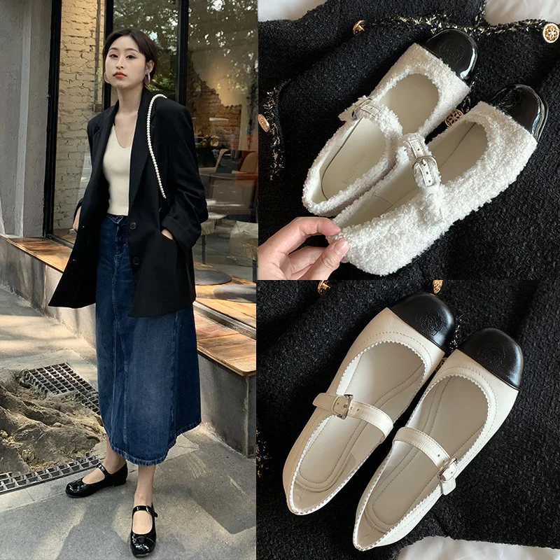

Womencasualshoes Women Low Heels Genuine Leather Solid Color Round Heel cutchunky Heelbreathable Wearresistant Womenshoes