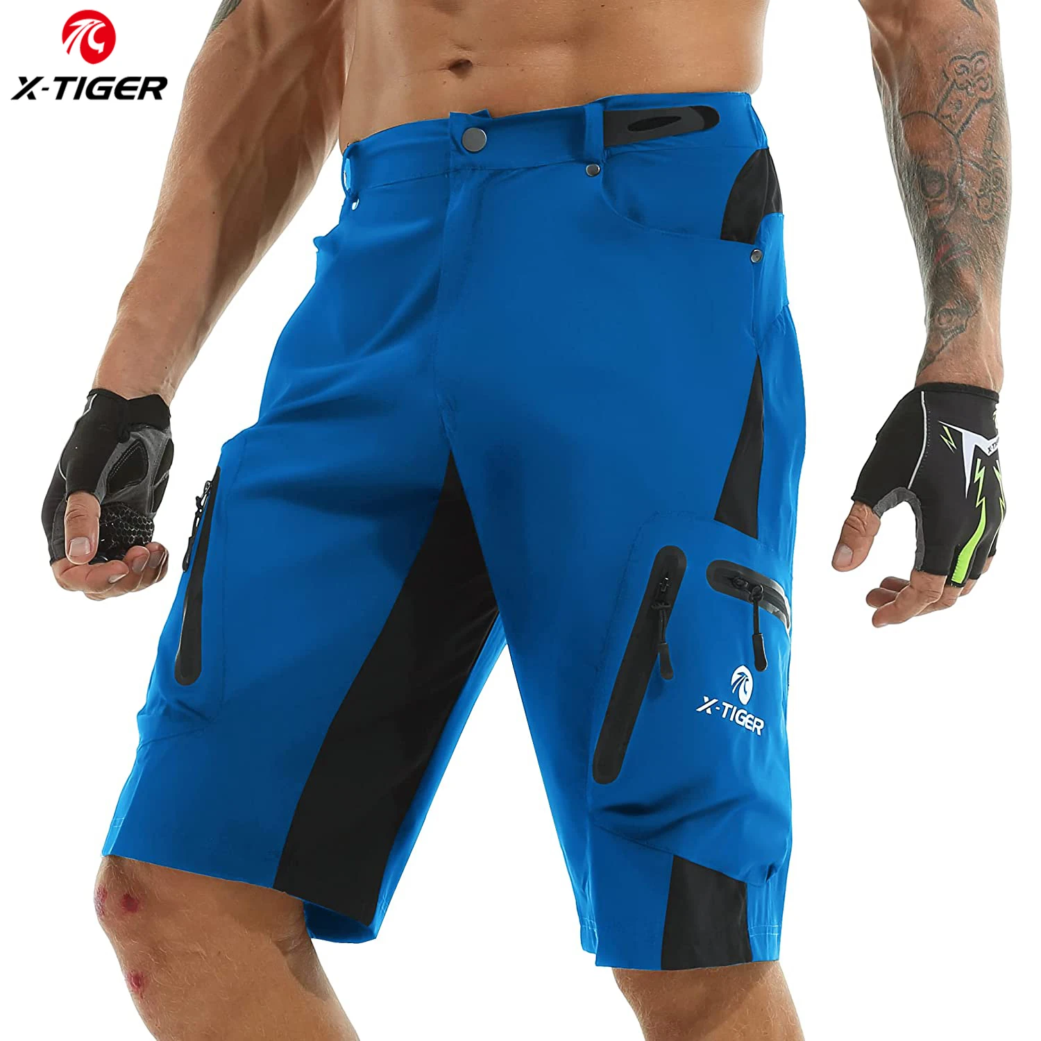 Мужские горные велосипедные шорты X-Tiger свободные короткие брюки для спорта на