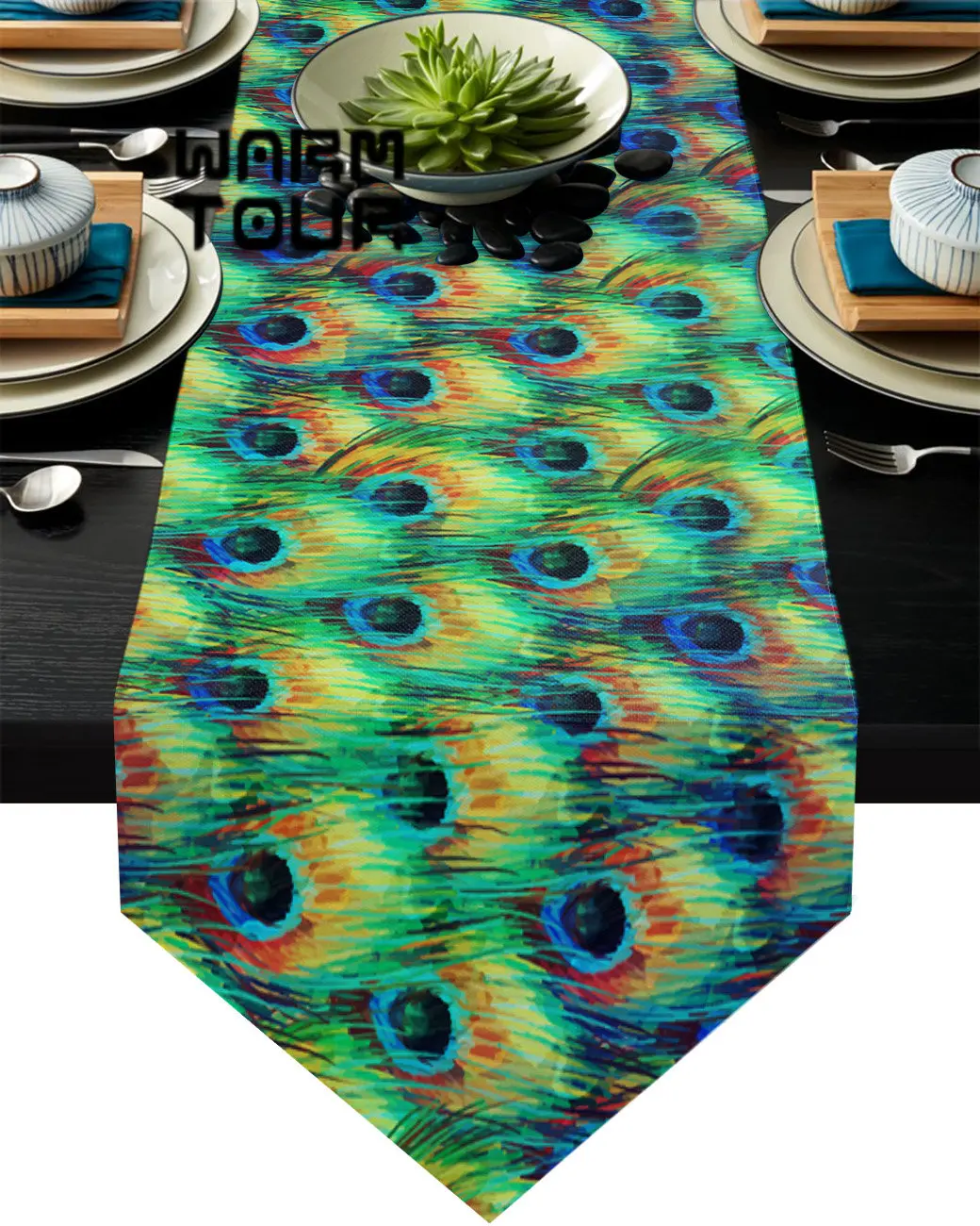 

Скатерть с перьями павлина, кухонный столовый декор, свадебный стол, столовые приборы