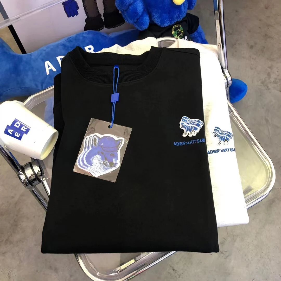 ADER ERROR 2021SS Little Fox Embroidered Sweatshirt AD Reversible Ader Error Box Crew Neck | Мужская одежда