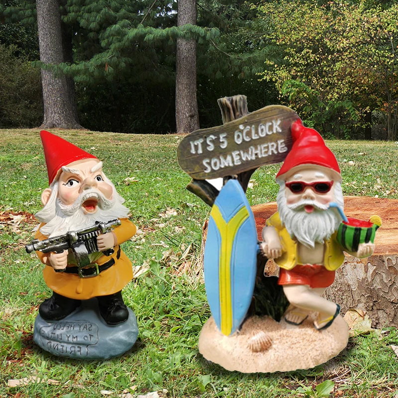 

3D Funny Dwarf Resin Doll Gnome Garden Figurines Courtyard Landscape Decoration Sculpture Dwarf Statue Handcraft Decor