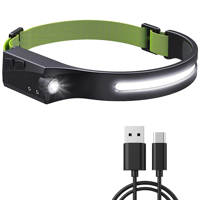 

Светодиодный головной фонарь, Перезаряжаемый USB головсветильник фонарь, COB светодиодный головной фонарь с датчиком движения, Головной фона...