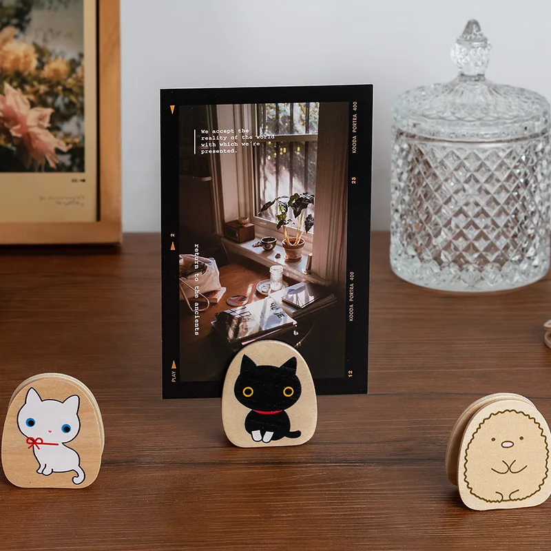 1 шт. кавайные скрепки для бумаг милые мультяшные животные деревянные зажимы