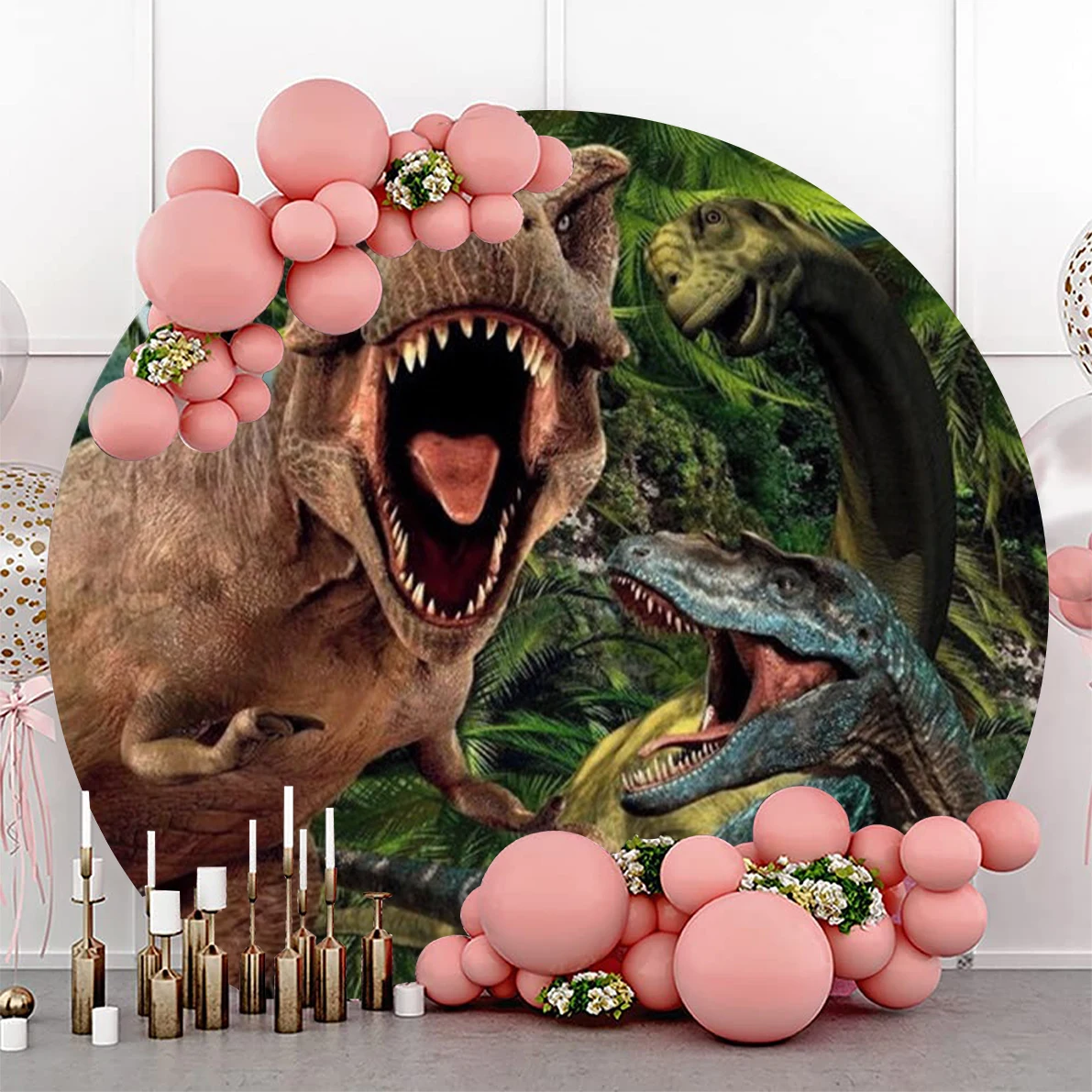 

Round Circle Jurassic World Background Photography Studio for Birthday Boy Customize Photo Backdrops Dinosaur Party Decorations