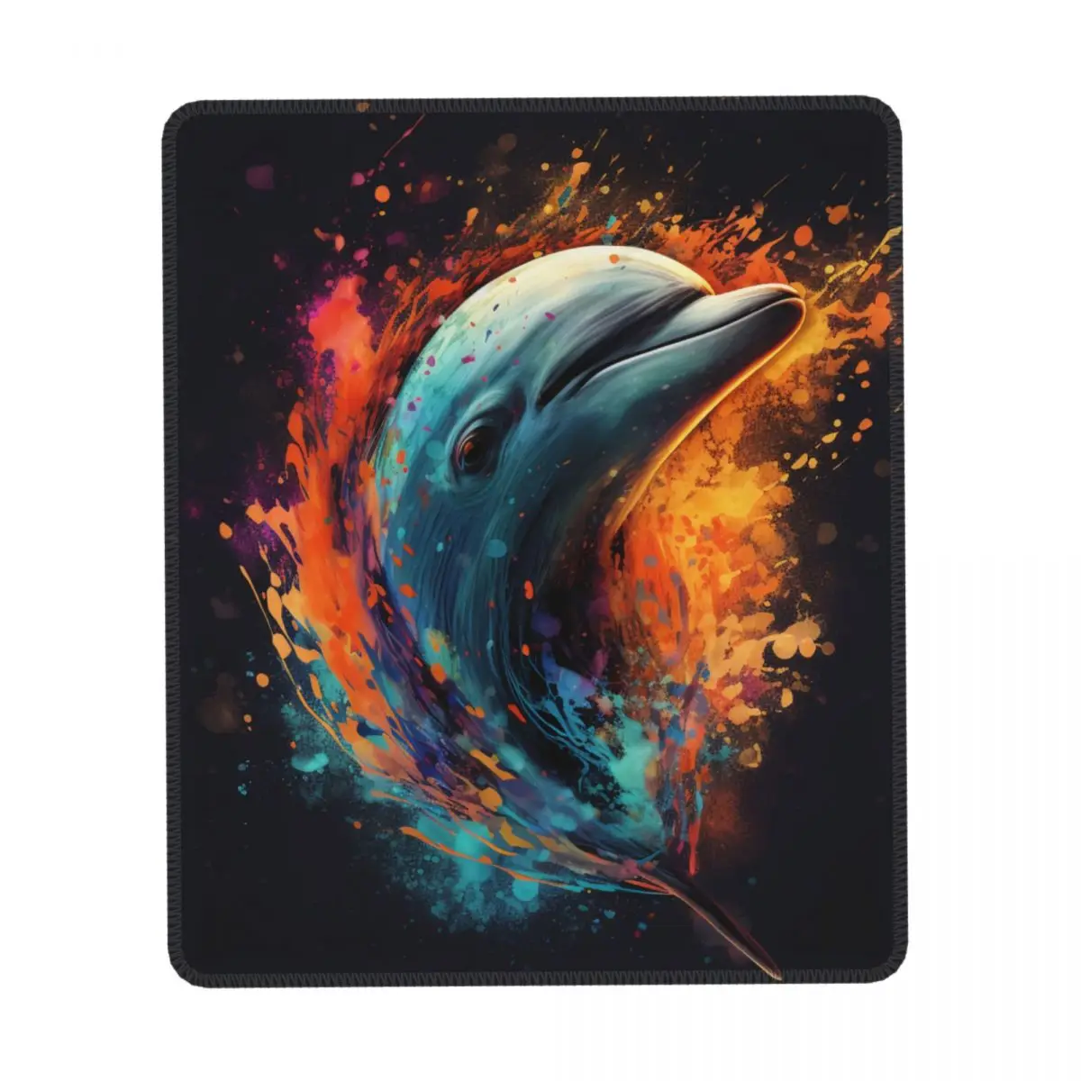 

Dolphin Vertical Print Mouse Pad Animal Head Multicolor Flames Rubber Desktop Mousepad Anti-Slip Vintage Original Mouse Pads