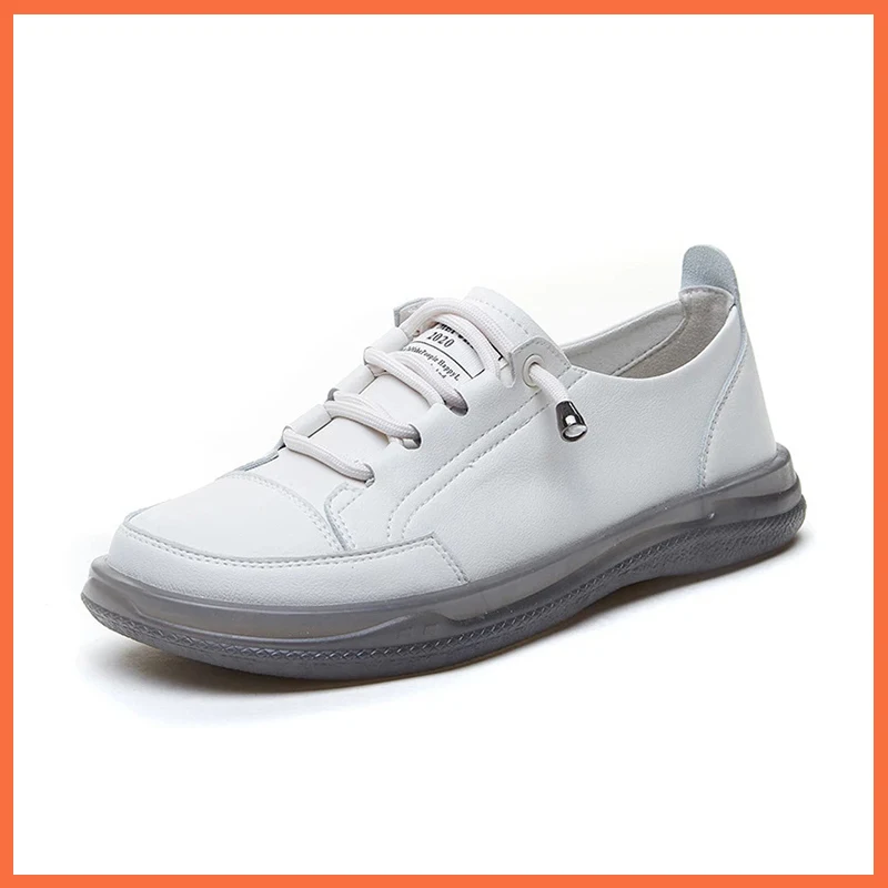 

Fashion Women Shoes High Quality Casual White Breathable Women's Genuine Leather Sneakers Autumn Cross Strap Casual Flats Shoes
