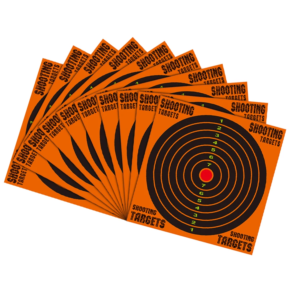 

10pcs 8/10 Inch Shoot Training Target Paper Self Adhesive Fluorescent Archery Practice Darts Papers Hunting Shoot Accessories
