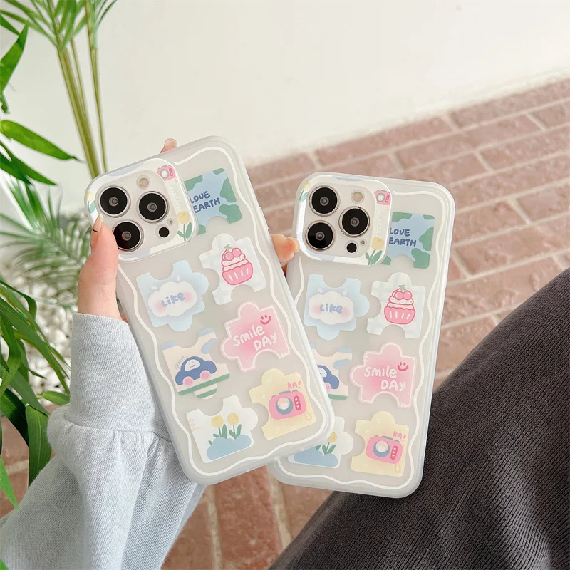 Корейский чехол для телефона с мультяшным принтом iPhone 13 12 11 Pro Max XS XR X 12pro 7 8 Plus