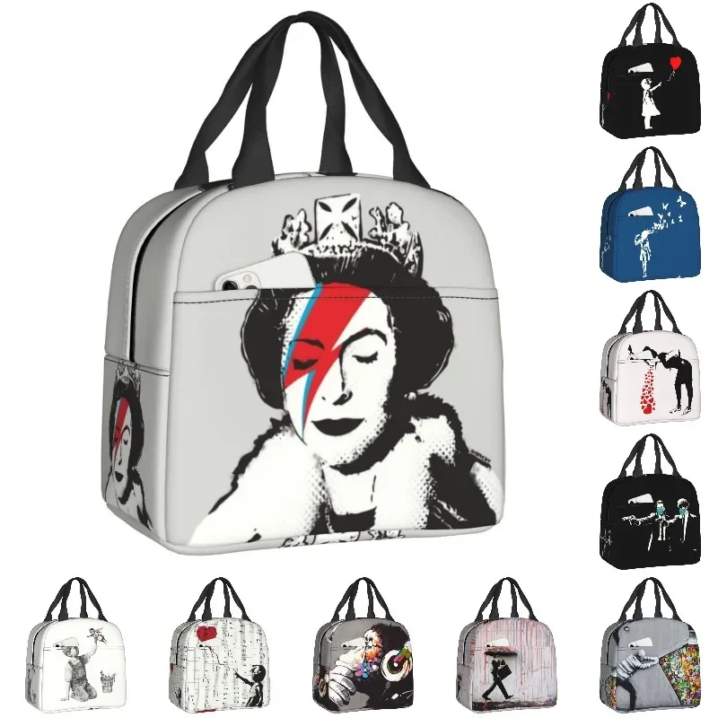 

Изолированная женская сумка для ланча с изображением английской королевы, Элизабет Бэнкси, герметичный термоохладитель, коробка для бенто, для работы и пикника, сумка для ланча