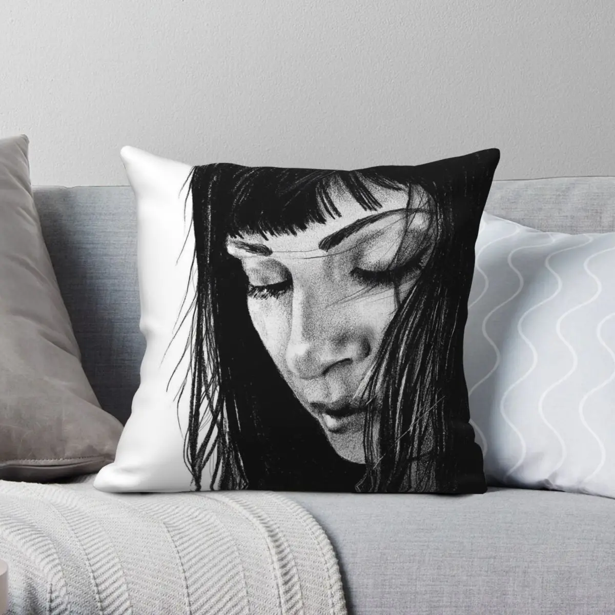 Наволочка квадратная из полиэстера и льна 45 х45