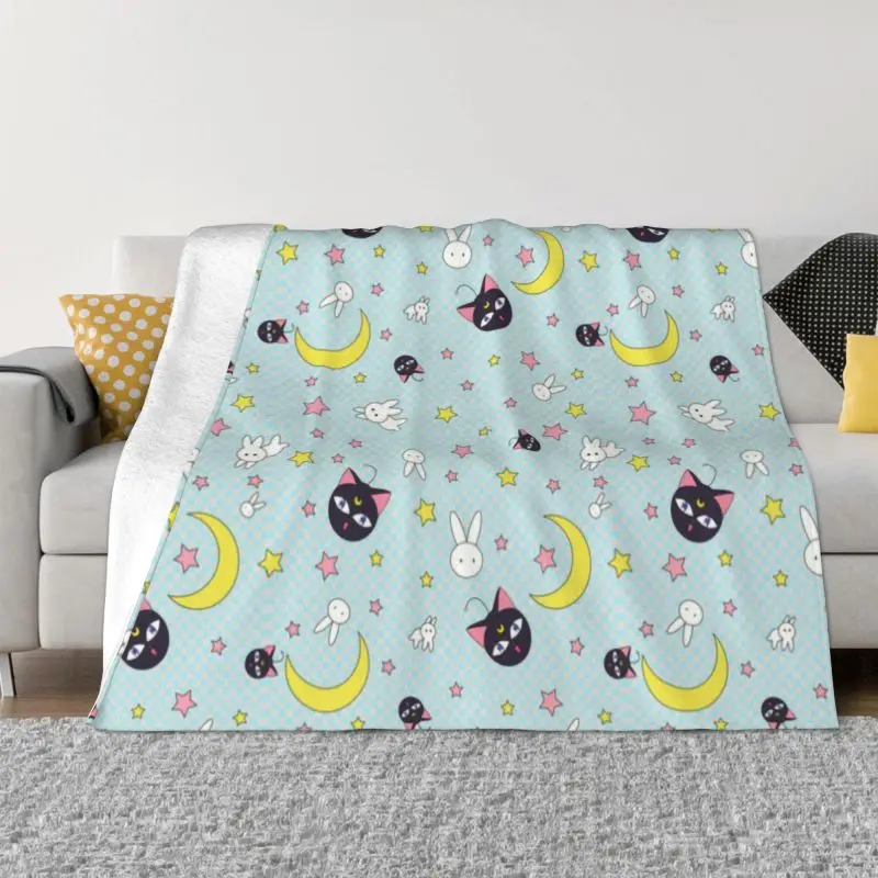 

Luna Sailor Artemis 3D Printed Blankets Comfortable Soft Flannel Winter Anime Moons Throw Blanket for Sofa Outdoor Bedroom