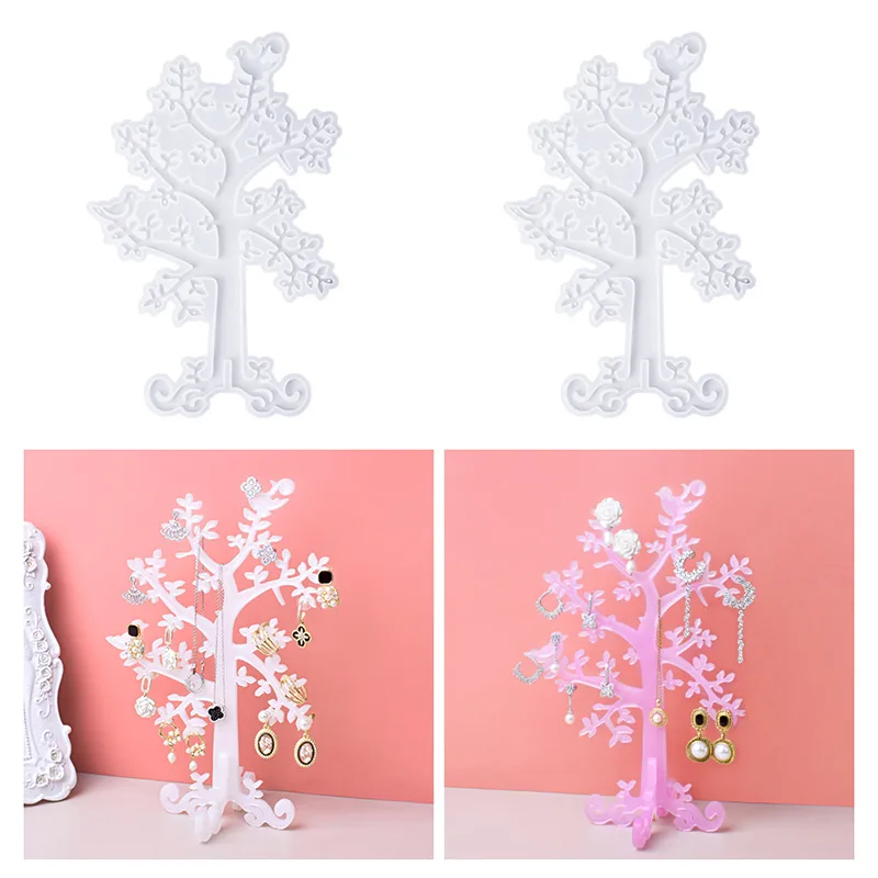 

DIY Leaf Jewelry Bracket Crystal Epoxy Resin Mold Mirror Bird Branch Jewelry Hanger Silicone Mould