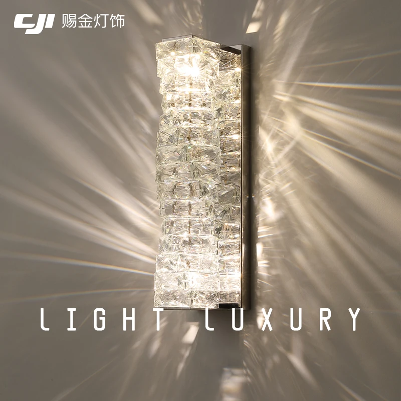 

Роскошный хрустальный настенный светильник, для спальни, простого коридора, коридора, сетчатый красный креативный настенный прикроватный светильник для гостиной