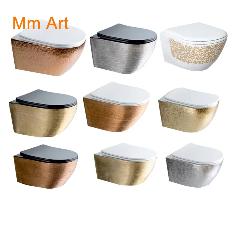 Роскошный гигиенический унитаз биде золотой круглый сатиновый шкаф резервуар