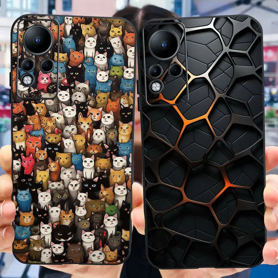 Lovely Printing Case For Infinix Note 11 Black Silicone Soft Back Cover Note11 X663 X663B Phone Cases