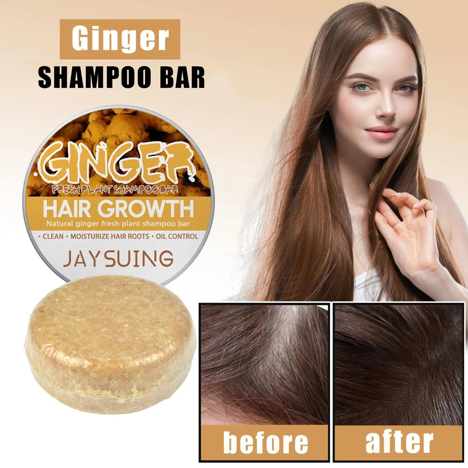 

60g Ginger Shampoo Soap Hair Growth Water Silicone Pack Oil Shampoo Free Handmade Soap Essential Oil Man Ginger H6e5