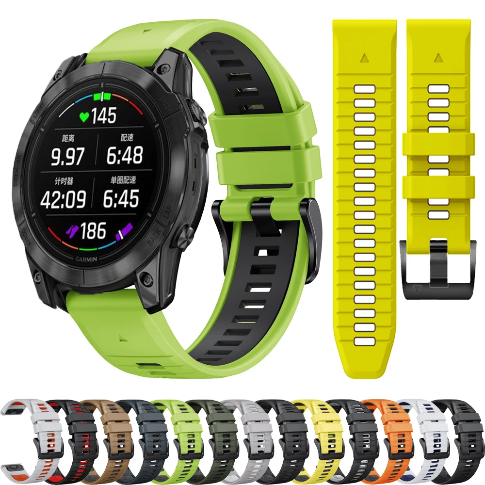 Ремешок силиконовый для наручных часов Garmin Epix Gen2 Fenix E 8 7X 7 Pro 6X 6 5 5X Plus 3HR Forerunner 955 945