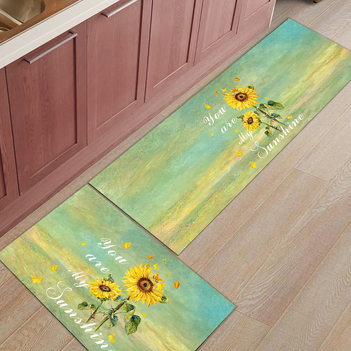 

Idyllic Sunflower Butterfly 2pcs Set Doormat Bath Carpet Floor Mat Home Entrance Doormat Bedroom Living Room Rugs