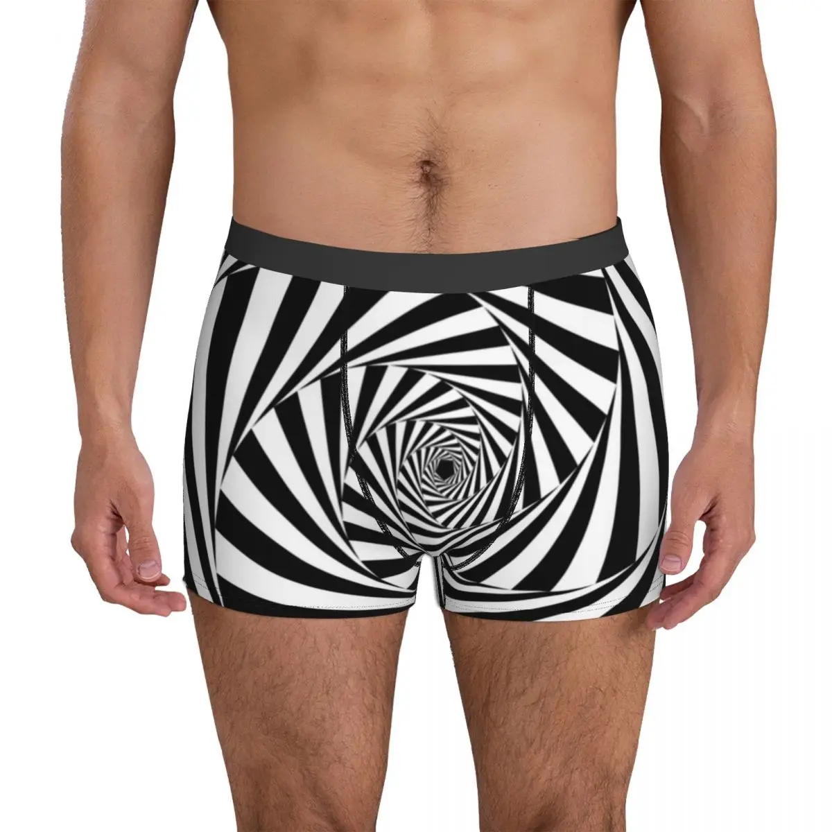 

Black And White Zebra Print Underwear Aperture Spiral Men Underpants Design Classic Boxer Shorts Hot Boxer Brief Big Size 2XL