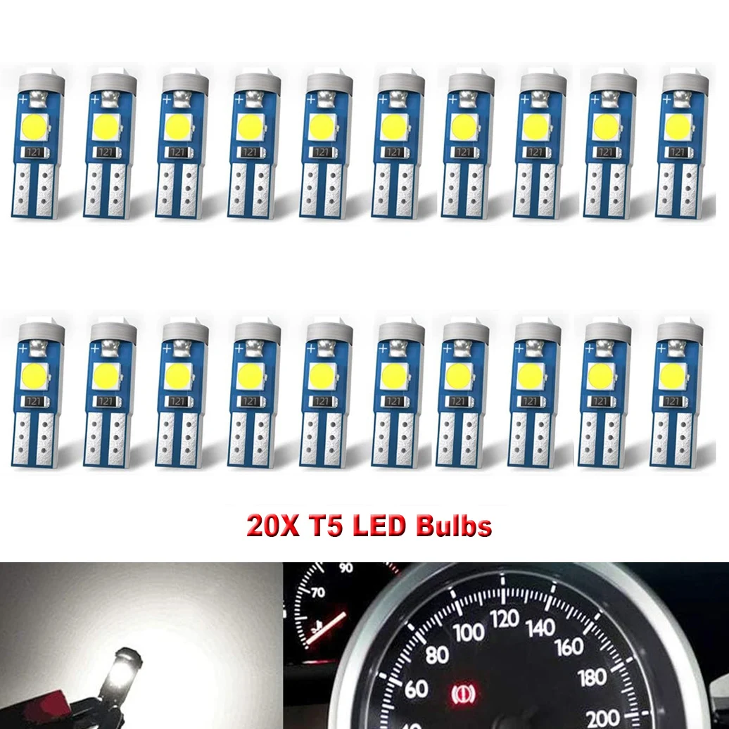 

20 шт. T5 светодиодные лампы PC74 PC37 светодиодные лампы для приборной панели автомобиля приборная панель индикаторные лампы кластера (красные)