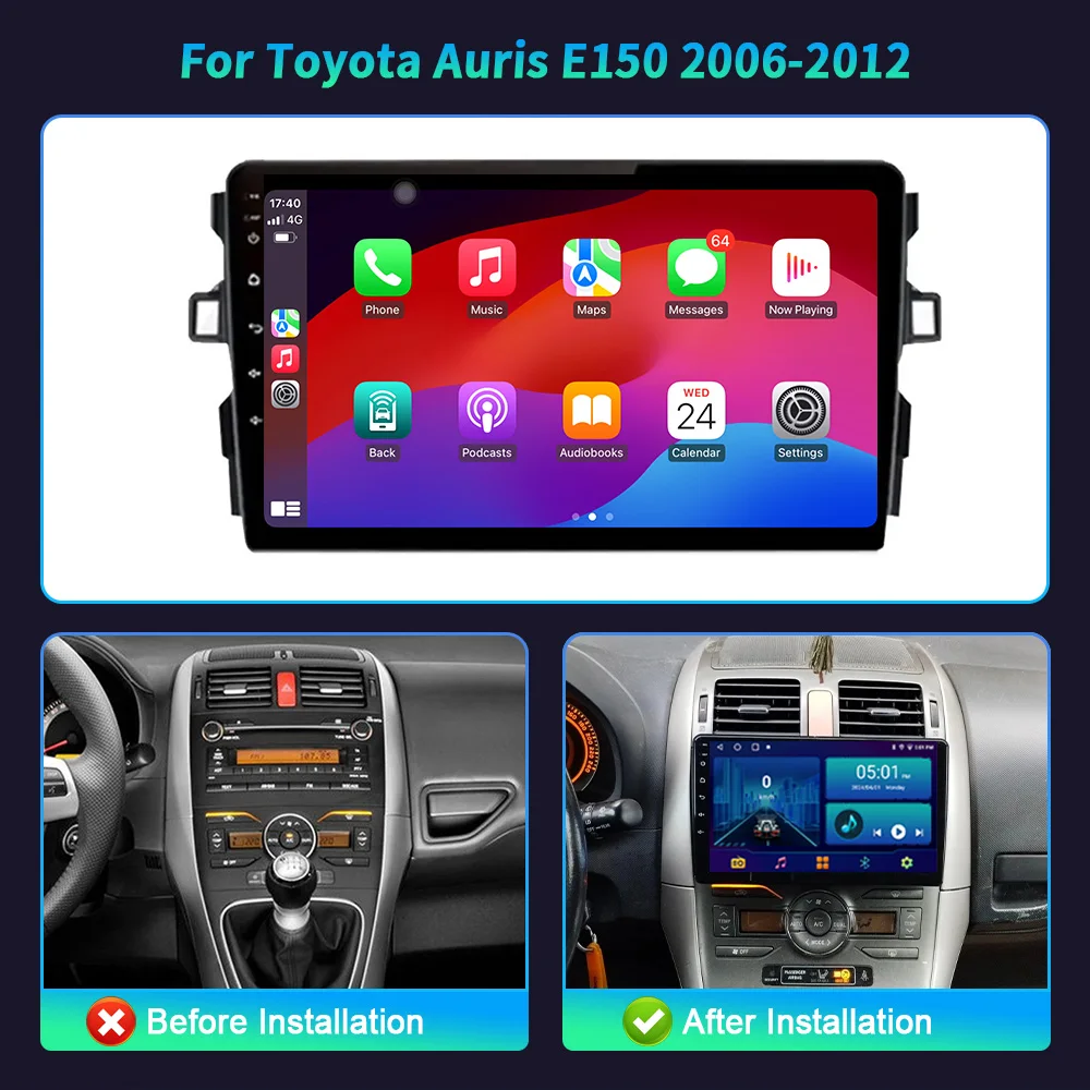 Автомобильный радиоприемник мультимедийное видео для Toyota Auris E150 2006-2012 Android 14 4G