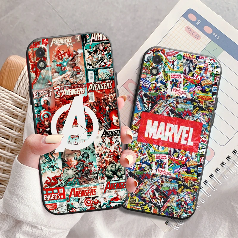 

Чехол для телефона с логотипом комиксов Marvel для Xiaomi Redmi 7 7A 8 8A 9 9i 9AT 9T 9A 9C Note 7 8 2021 8T 8 Pro, черный мягкий чехол