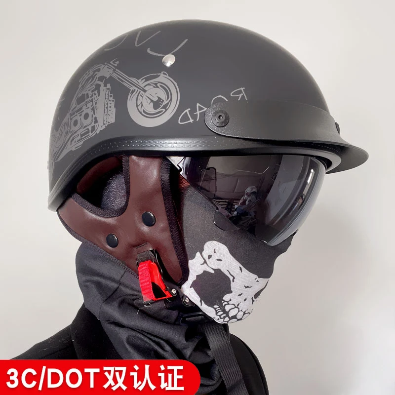 Мотоцикл из углеродного волокна в стиле ретро для шлема козырек с воротником DOT